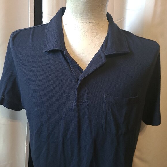 Men's Mack Weldon Polo shirt Breathable XL - Navy blue Partial button front S/S - Picture 2 of 10